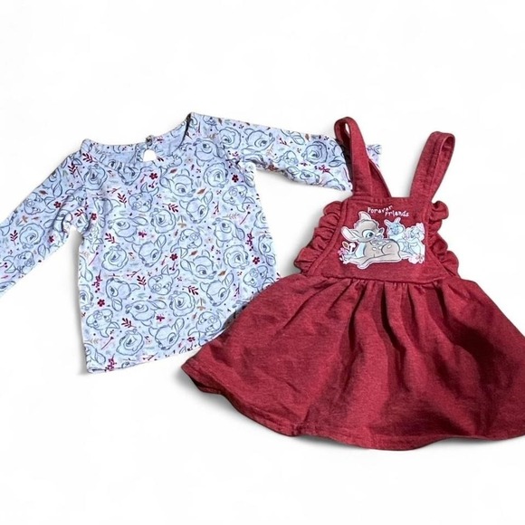 Disney "Bambi" Baby Girl Red white blue Thumper jumper 2 piece dress 0-3 Months - Picture 2 of 5